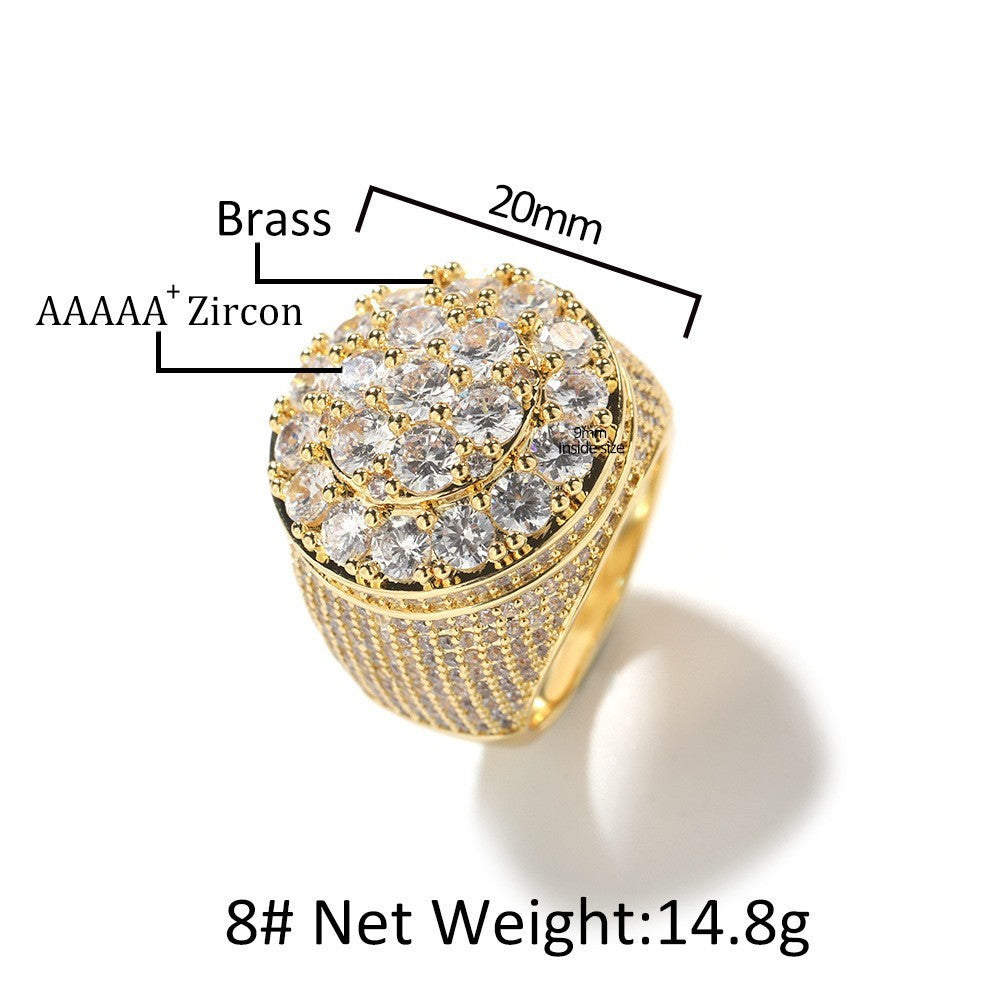 Men's Simple All-match Round Diamond Ring