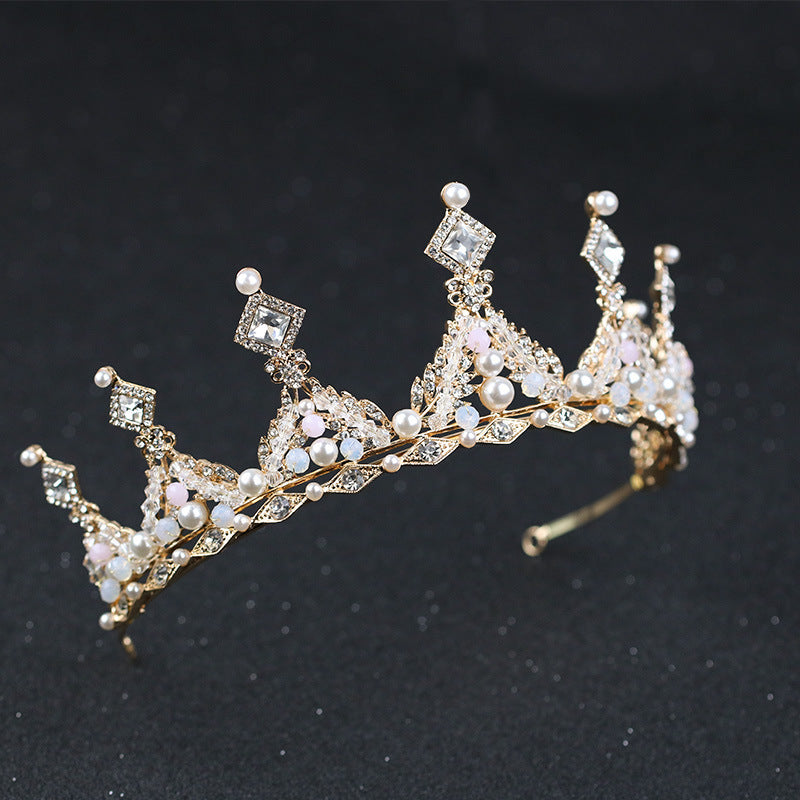 Alloy Pearl Diamond Bridal Crown.