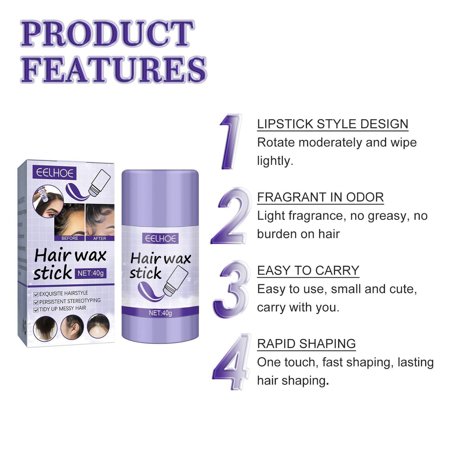 EELHOE Hair Wax Stick Broken Hair Polishing