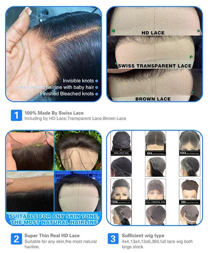 Density Virgin Human Hair Wigs.