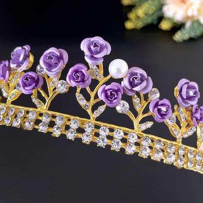 Purple Rose Crystal Crown